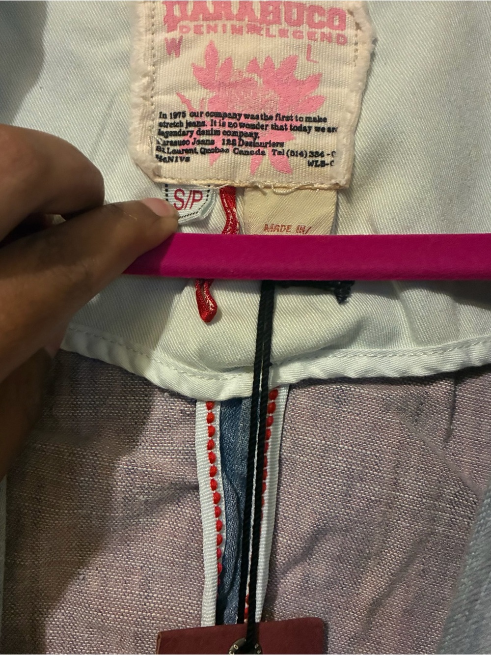Parasuco Women's Denim Blazer with Pink Trim